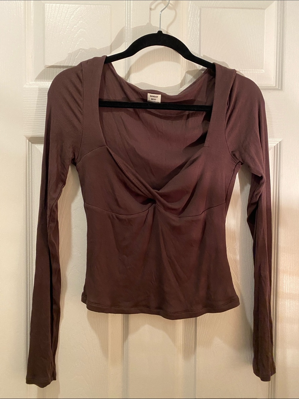 Aritzia Sunday Best Lula Longsleeve Brown Top Size M